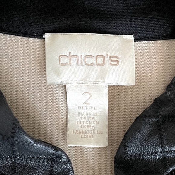CHICO’S LACE DIAMOND FAUX LEATHER JACKET - Picture 10 of 12